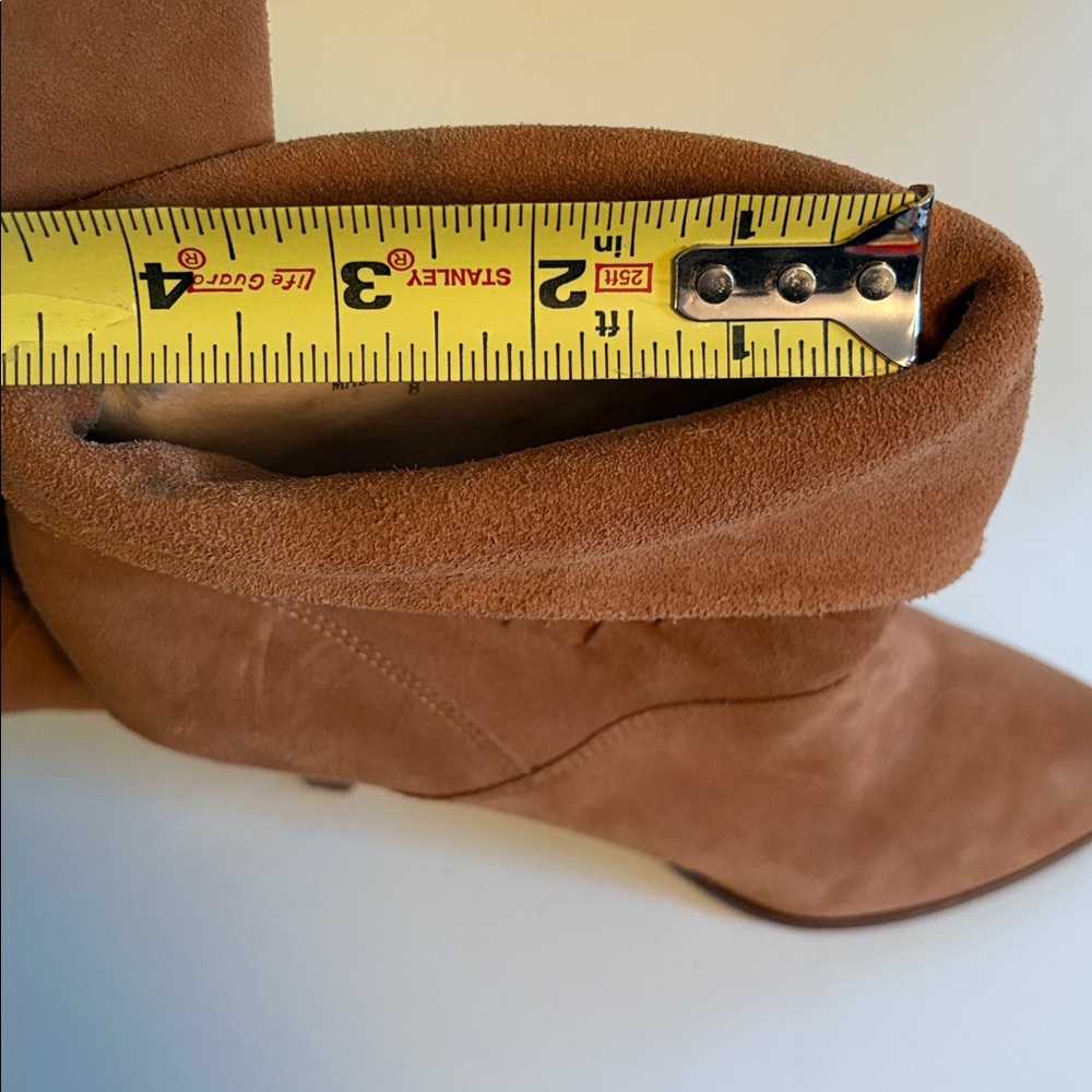 farylrobin Anthropologie Tan Suede Slouchy Foldover Heeled Ankle Boot Size 8 - Picture 15 of 15